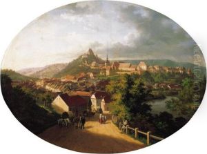 Small Town In The Mountains (segesvar), About 1880 by Karoly Telepy