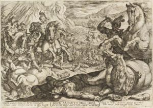 Iosue Absoluto Bello Crura Hostium Equis Amputat, Currus Comburit
