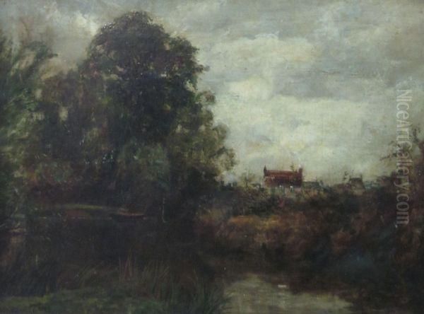 A Figure In A Fishing Boat On A Coutry River - view 1