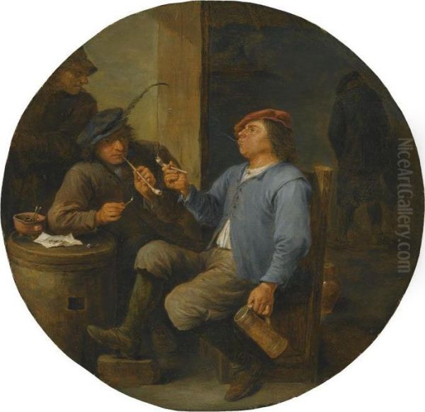 Two Peasants Smoking Pipes In A Tavern - view 1