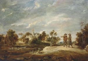 A Wooded Landscape With Two Figures Conversing by David The Younger Teniers