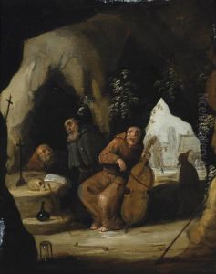 A Franciscan Monk Playing A Chello