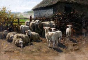 Schapen Bij De Stal by Francois Pieter ter Meulen