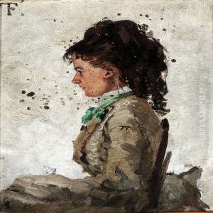 Portrait Of The Painter's First Wife Ingeborg Charlotte Gad by Fritz Thaulow