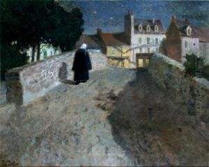Le Soir A Quimperle, Bretonne Sur Le Pont