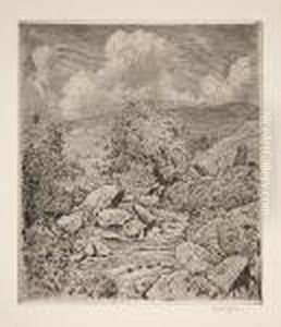 Schwarzwaldbach Mit Wolken by Hans Thoma