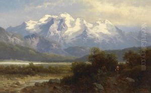 View Of A Mountain Massif by Josef Thoma