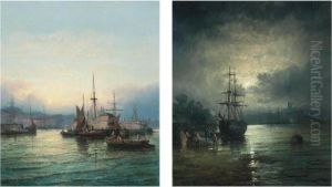 Prison Hulks Lying On The Medway At Dusk