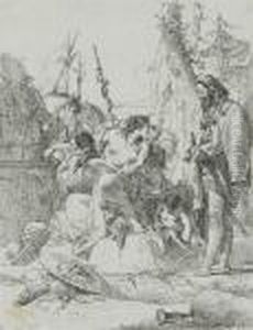 La Femme Assise Parlant A Un Homme Debout by Giovanni Battista Tiepolo
