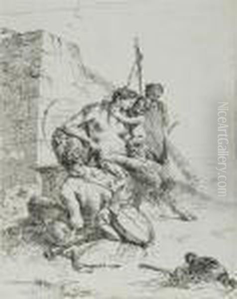 Le Satyre Vu De Dos Et Sa Famille - view 1