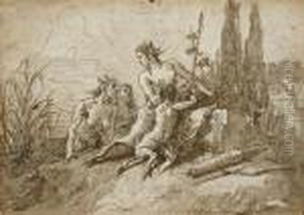 A Satyr Family In A Landscape - view 1