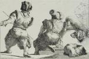 Nains Et Chiens by Giovanni Domenico Tiepolo