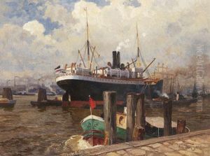 Hamburger Hafen Mit Dem Hamburg-sud-dampfer Bahia by Max Tilke