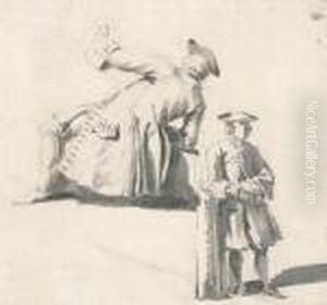 Two Studies Of A Gentleman In A Frock Coat And Tricorn by Peter Tillemans