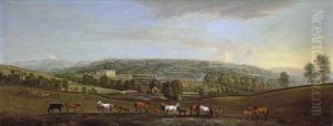 A Panoramic View Of Chatsworth House And Park by Peter Tillemans