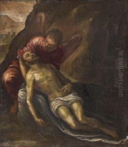 Un Ange Portant Le Corps Du Christ by Domenico Tintoretto