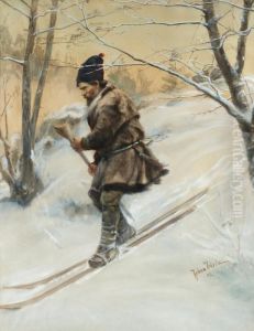 Skiing Laplander by Johan Tiren