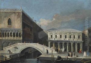 A View Of The Palazzo Ducale And
The Palazzo Delle Prigioni Nuove, With The Ponte Della Paglia, Venice by Francesco Tironi