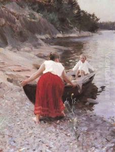 Woman in Red Skirt by Anders Zorn