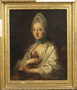 Portrait De Femme Au Bouquet De Violettes