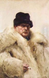 Självporträtt i vargskinnspäls (Self-portrait in a wolfskin) by Anders Zorn