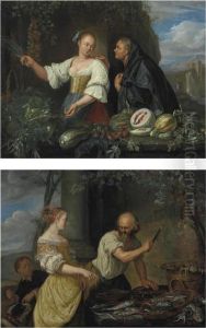 Two Women With Vegetables by Jacob Van Toorenvliet