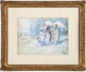 Elegant Ladies Walking On The Beach by Jan Toorop