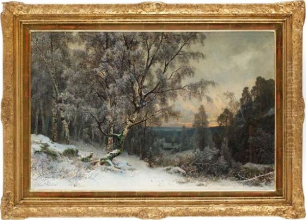 Vinterlandskap Med Stuga - view 1