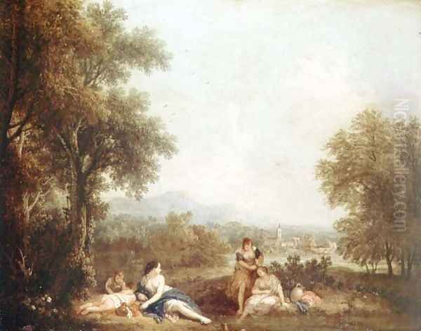 Classical figures in an Italian landscape - view 1