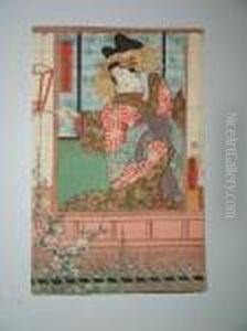 Une Jeune Femme Admire La Floraison Du Prunier by Utagawa Toyokuni Iii
