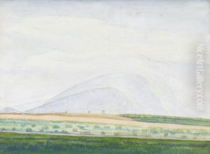 Weite Landschaft Mit Bergkette by Albert Trachsel