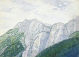 Bergpartie Mit Waldgrenze by Albert Trachsel