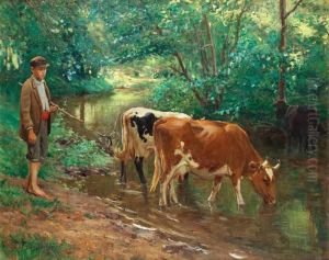 Young Herdsman With Cattle