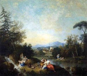 Landscape with Girls at the River by Francesco Zuccarelli