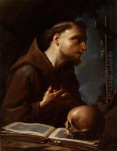 Der Heilige Franziskus In Anbetung Des Kreuzes