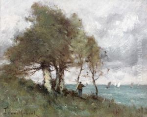 Pecheur Au Bord De La Mer (normandie) by Paul Trouillebert