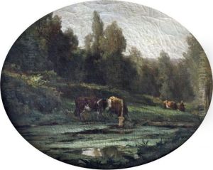Vaches S'abreuvant by Constant Troyon