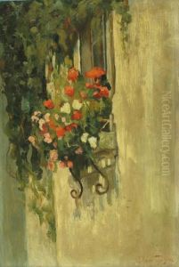 Flowers In A Windowbox by Iwan Trusz