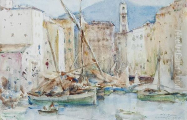 Boats Moored In The Harbour, Camogli, Italy - view 1