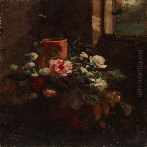Table With Flowers For Decoration In A Vase - view 1