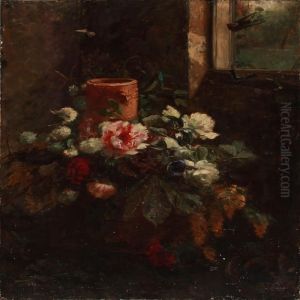 Table With Flowers For Decoration In A Vase by Nicoline Tuxen