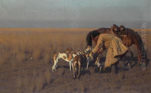 Man With Horse And Dogs by Hugo Ungewitter