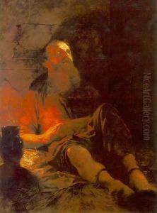 Captive in the Prison 1850s by Mihaly von Zichy