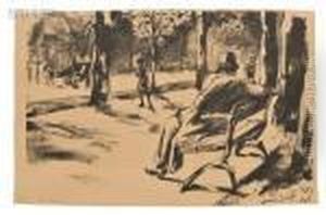 Im Tiergarten (lesender) by Lesser Ury