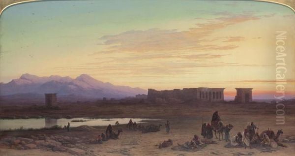 Bedouin Encampment Before The Temple Of Hathor At Dendera, Egypt - view 1