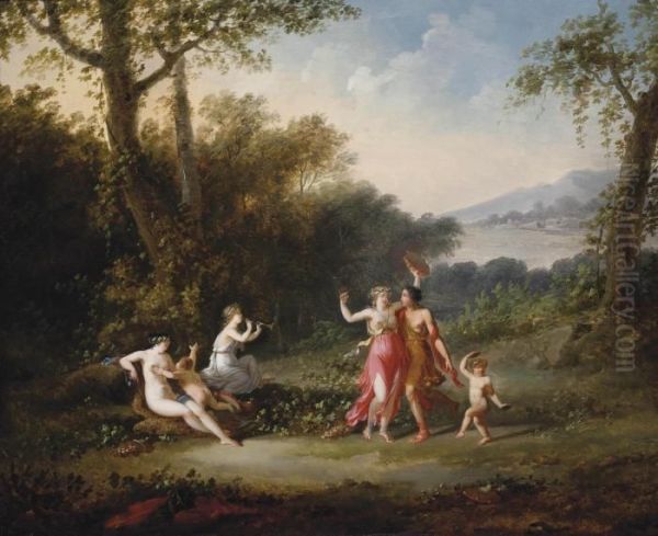 A Wooded Landscape With Nymphs Music Making And Dancing - view 1
