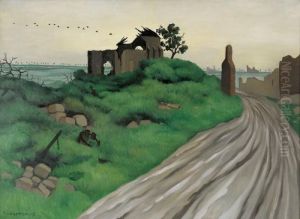 Eglise Des Hurlus En Ruines by Felix Edouard Vallotton