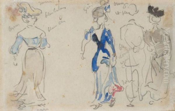 La Promenade, Quatre Personnages De Dos - view 1