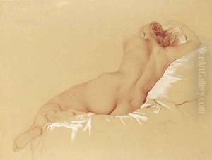 Reclining nude by Mihaly von Zichy