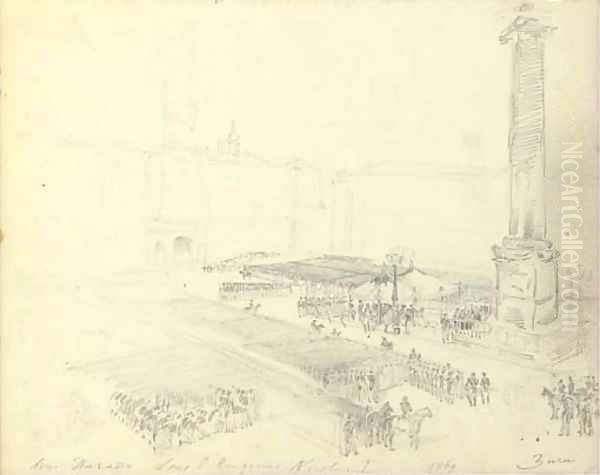 An album of twenty eight studies of an Imperial review of the Russian Army, with studies of the Tsar, the Imperial family and Court and of soldiers - view 1